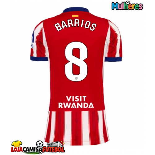 Camisa de Futebol Atletico Madrid Pablo Barrios #8 Equipamento Principal Mulheres 2026-27 Manga Curta